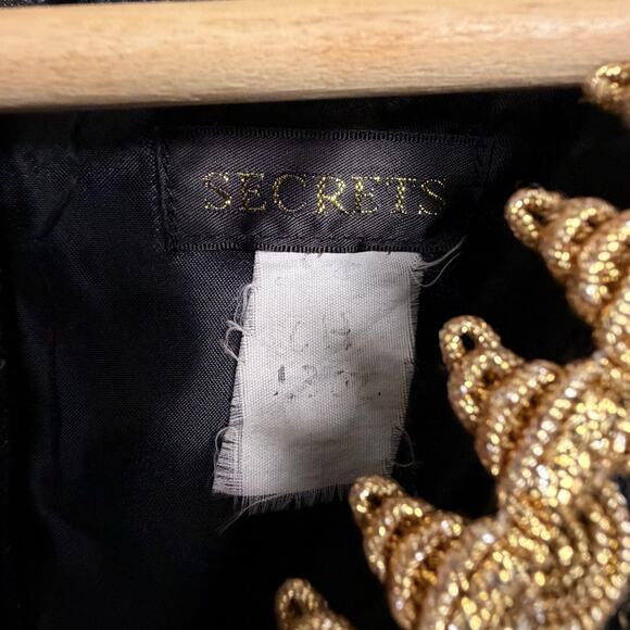 Medieval Renaissance Fair Magenta Long Sleeve Empire Gold Braid Costume Dress L - Picture 9 of 13